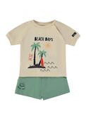 Babybol Baby Boy Beach Days Tee and Short Set, Cream image