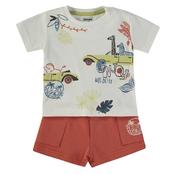 Babybol Baby Boy Wildlife Tee and Short Set, White Multi image