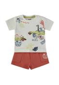 Babybol Baby Boy Wildlife Tee and Short Set, White Multi image