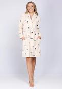 Pastunette Leaf Mirage Long Sleeve Fleece Dressing Gown, Beige image