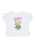 Levi’s Baby Girl Ruffle Shoulder Short Sleeve Tee, Bright White image