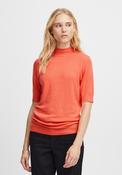 Ichi Mafa Short Sleeve Sweater, Hot Coral image