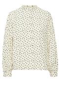 Ichi HQWN Heart Print Frill Neck Blouse, Birch image