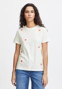 Ichi Camino Embroidered Heart T-Shirt, Hot Coral image