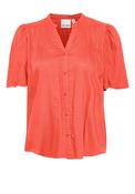 Ichi Nasreen Pleated Shoulder Blouse, Hot Coral image
