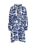 b.young Aska One Size Oversized Poncho, Navy and Beige image