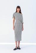 Kameya One Shoulder Oval Print Maxi Dress, Ecru image