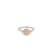 24Kae Oval Stone Baroque Ring, Silver