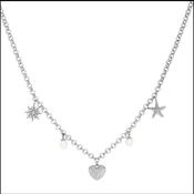 24Kae Shell Heart Charm Necklace, Silver