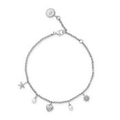 24Kae Shell Heart &amp; Pearls Bracelet, Silver
