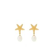 24Kae Starfish &amp; Pearl Drop Earrings, Gold