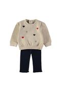 Babybol Baby Girl Heart Sweater and Legging Set, Beige image