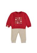 Babybol Baby Girl Love Heart Sweater and Jogger Set, Red image