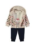 Babybol Baby Girl Love You More 3 Piece Tracksuit, Beige image