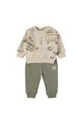 Babybol Baby Boy Let’s Move Together Tracksuit, Beige image