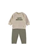 Babybol Baby Boy Get Moving Sweater and Pant Set, Beige image