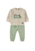 Babybol Baby Boy Dino 2 Piece Tracksuit, Beige image