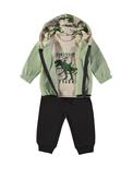 Babybol Baby Boy Dinosaur 3 Piece Tracksuit, Green image