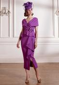 John Charles Peplum 3D Floral Pencil Dress, Purple image