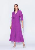 Kameya Sheer Plaid Maxi Shirt Dress, Violet image