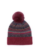 Peace Of Mind Finola Patterned Bobble Beanie, Wine image