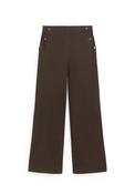 YERSE Wide Leg With Button Detail Trousers, Brown image