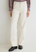 Yerse Turn Hem Wide Leg Jeans, Cream image