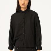 Surkana Crochet Detail Linen Shirt, Black image