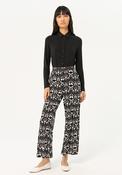 Surkana Stretch Waist Printed Straight Leg Trousers, Black image