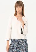 Surkana Contrast Trim Bell Sleeve Sweater, White image