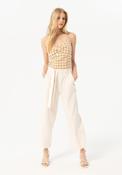 Surkana Tie Waist Straight Leg Cropped Trousers, Light Beige image