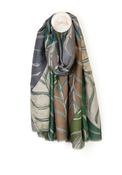 Peace Of Mind Willow Oversize Leaf Print Scarf, Green image