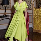 Maisonel Ruched Panel Handkerchief Hem Dress, Lime Green