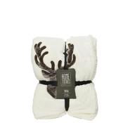 Kaemingk Embroidered Reindeer Throw, White