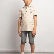 Hashtag Mini Boy Polo and Short Set, Beige