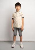 Hashtag Mini Boy Polo and Short Set, Beige image