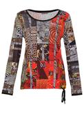 Dolcezza Mixed Print Drawstring Detail Top, Multi image