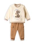 Hashtag Baby Boy Dinosaur Sweater and Jogger Set, Beige image