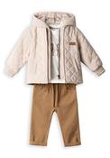 Hashtag Baby Boy Jacket Chino and Top Set, Beige image