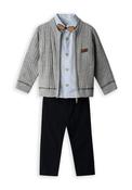 Hashtag Mini Boy Shirt Cardigan and Chino Set, Grey image