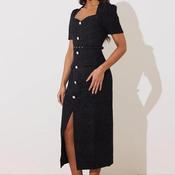 The 8th Sign Harriet Boucle Belted Midi Dress, Black image