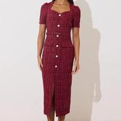 The 8th Sign Harriet Boucle Belted Midi Dress, Pink image