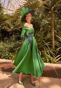 Veni Infantino Lace Applique Off-Shoulder A-line Dress, Shamrock image