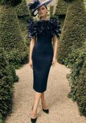 Veni Infantino Midi Dress And Feathered Cape, Navy image