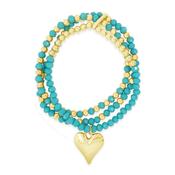 Absolute Turquoise Beaded Heart Charm Bracelet, Gold image
