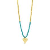 Absolute Turquoise Beaded Heart Charm Necklace, Gold image