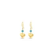 Absolute Turquoise Bead Heart Drop Earrings, Gold image
