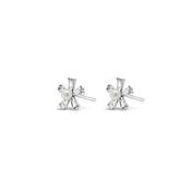 Absolute Kids CZ Flower Pearl Earrings, Silver image