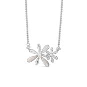 Absolute CZ &amp; White Opal Flower Necklace, Silver