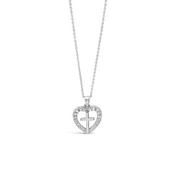 Absolute Kids CZ Heart &amp; Cross Pendant Necklace, Silver image